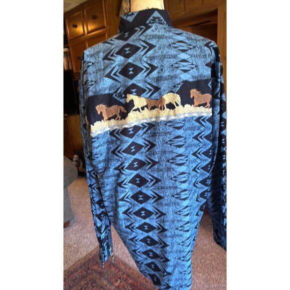 Vintage 90s Novelty Print Horse Western Button Down Shirt - Picture 4 of 4